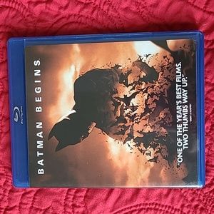 Batman Begins Blu-ray disk with Christian Bale directed by Christopher Nolen